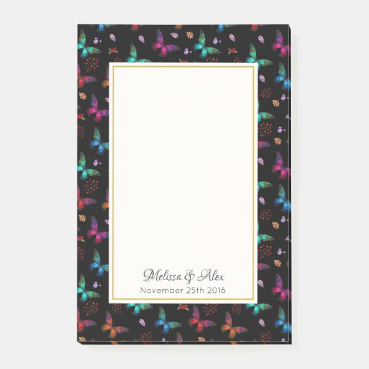 ジュエルかわいらしトーン蝶オンブラックカスタム ポストイット (正面)