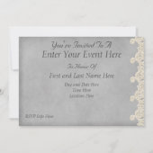 ジュエルとレースのグレーパーティー招待状 招待状 (裏面)