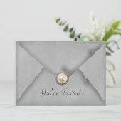 ジュエルとレースのグレーパーティ招待状 招待状 (スタンド正面)