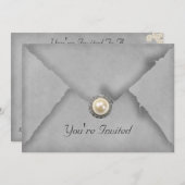 ジュエルとレースのグレーパーティ招待状 招待状 (正面/裏面)