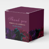 ジュエルエレガントトーンの花がブルゴーニュ結婚ー フェイバーボックス (正面サイド)