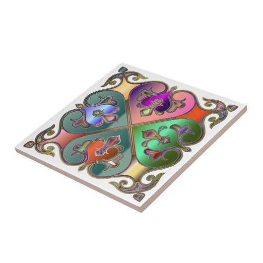 ジュエルエレガントトーンアラベスクの抽象芸術パーソナライズされた タイル (側面)