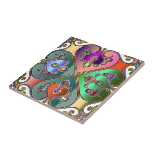 ジュエルエレガントトーンアラベスクの抽象芸術パーソナライズされた タイル (側面)