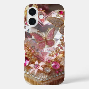 ジュエルエレガント・バタフライ(バラデザイン)» iPhone 16ケース