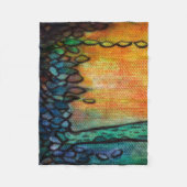 ジュエルカラフルツリーと葉フリースブランケット フリースブランケット (正面)