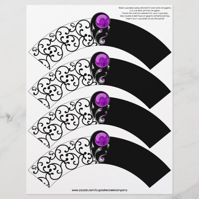 ジュエルダマスクカップケーキコージー – 紫 (正面)