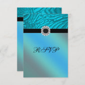 ジュエルティール(緑がかった色)ブルーゼブラRSVP 出欠カード (正面/裏面)