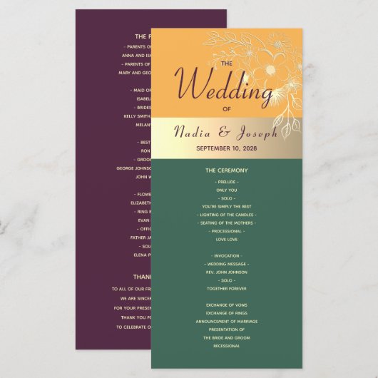 ジュエルトーンのウェディングプログラム プログラム (正面/裏面)