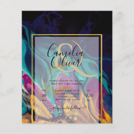 ジュエルトーンのウェディング インク プラムパープル ティール ネイビー ゴールド チラシ