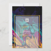 ジュエルトーンのウェディング インク プラムパープル ティール ネイビー ゴールド 招待状 (裏面)