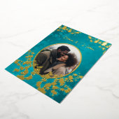 ジュエルトーンの花柄 ウェディングフォト 箔招待状 (回転した状態)