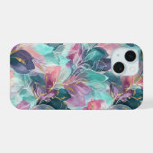 ジュエルトーンの花 iPhone 15ケース (裏面横)