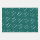 ジュエルトーンピンクパープルグリーンメリークリスマス ラッピングペーパーシート (正面3)