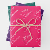 ジュエルトーンピンクパープルグリーンメリークリスマス ラッピングペーパーシート (インサイチュ)
