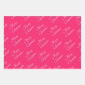 ジュエルトーンピンクパープルグリーンメリークリスマス ラッピングペーパーシート (正面)