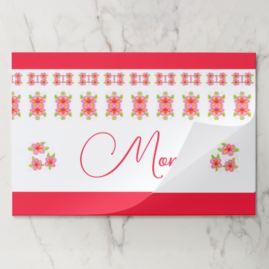 ジュエルトーンピンク紙ランチョンマット ペーパーパッド (折り畳み)