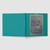 ジュエルトーンブルー結婚フォトのフォイルゲストブック ゲストブック (全面)