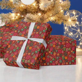 ジュエルトーンペイズリー クリスマス包装紙 ラッピングペーパー