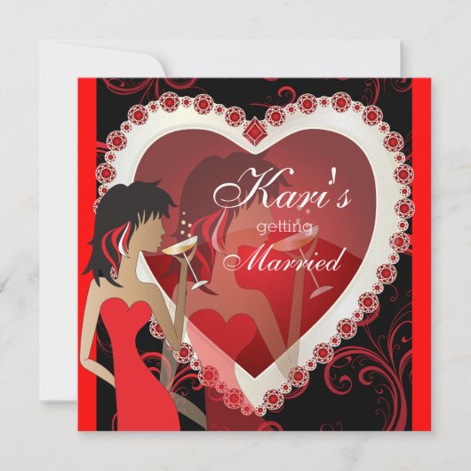 ジュエルハート・レッドでのディーバ・ガールズ・ナイト・アウト 招待状 (正面)