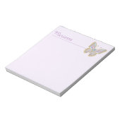 ジュエルバタフライパープルブルー金ゴールド ノートパッド (回転)