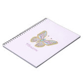 ジュエルバタフライパープルブルー金ゴールド ノートブック (左側)