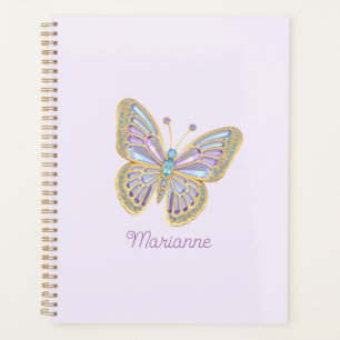ジュエルバタフライパープルブルー金ゴールド プランナー手帳