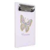 ジュエルバタフライパープルブルー金ゴールド ミニクリップボード (アングル)