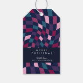 ジュエルパーソナライズされたスエレガント市松模様にクリスマス ギフトタグ (正面)