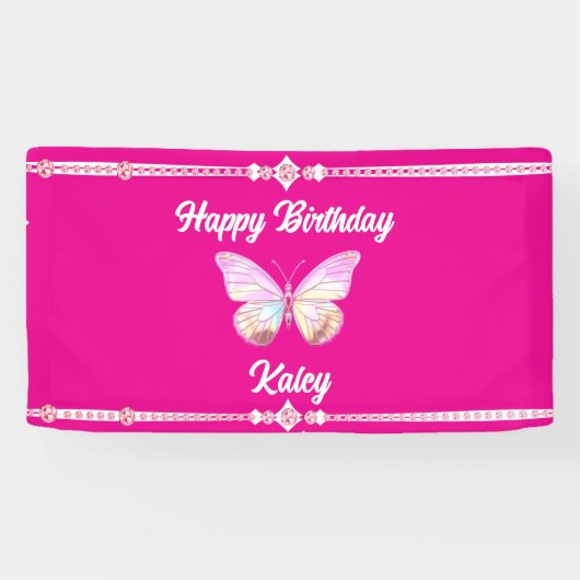ジュエルパーソナライズされたバタフライバナー 横断幕 (横)