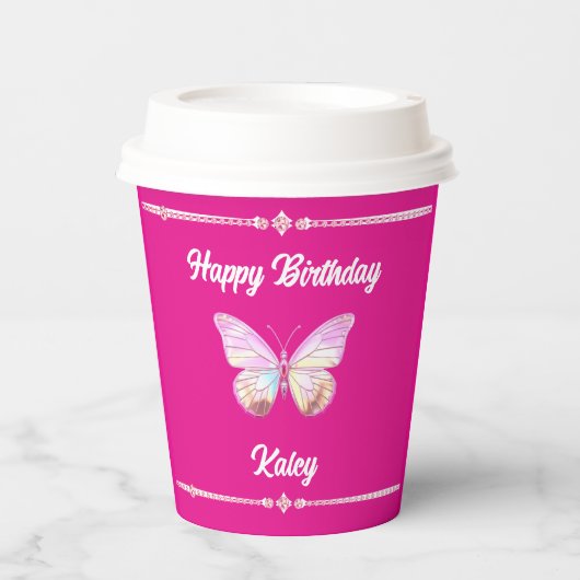 ジュエルパーソナライズされたバタフライ紙カップ 紙コップ (正面)