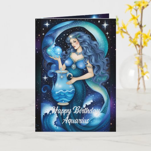 ジュエルパーソナライズされた銀河系〔占星術の〕十二宮図アクエリアス カード (黄色い花)