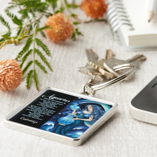 ジュエルパーソナライズされた銀河系〔占星術の〕十二宮図アクエリアス キーホルダー (側面)