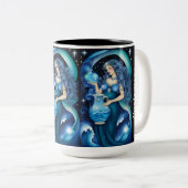 ジュエルパーソナライズされた銀河系〔占星術の〕十二宮図アクエリアス ツートーンマグカップ (正面右)