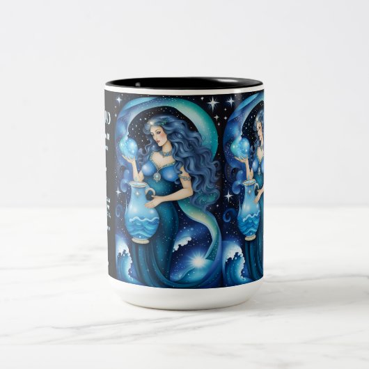 ジュエルパーソナライズされた銀河系〔占星術の〕十二宮図アクエリアス ツートーンマグカップ (中央)