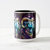 ジュエルパーソナライズされた銀河系〔占星術の〕十二宮図アリー ツートーンマグカップ (正面右)