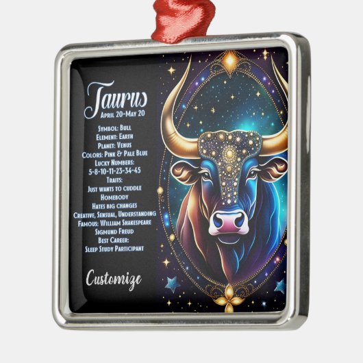 ジュエルパーソナライズされた銀河系〔占星術の〕十二宮図タウロス メタルオーナメント (左)