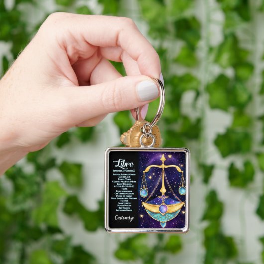 ジュエルパーソナライズされた銀河系〔占星術の〕十二宮図リブラ キーホルダー (手)