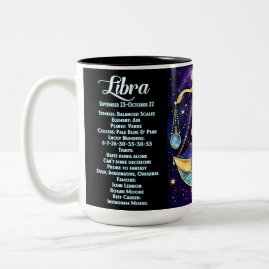 ジュエルパーソナライズされた銀河系〔占星術の〕十二宮図リブラ ツートーンマグカップ (左)
