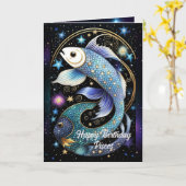 ジュエルパーソナライズされた銀河系〔占星術の〕十二宮図魚座 カード (黄色い花)