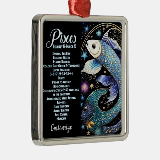 ジュエルパーソナライズされた銀河系〔占星術の〕十二宮図魚座 メタルオーナメント (右)