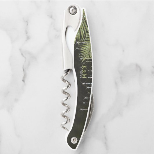 ジュエルパームリーフウェディングパーティーグリーンID830 ソムリエナイフ (正面)