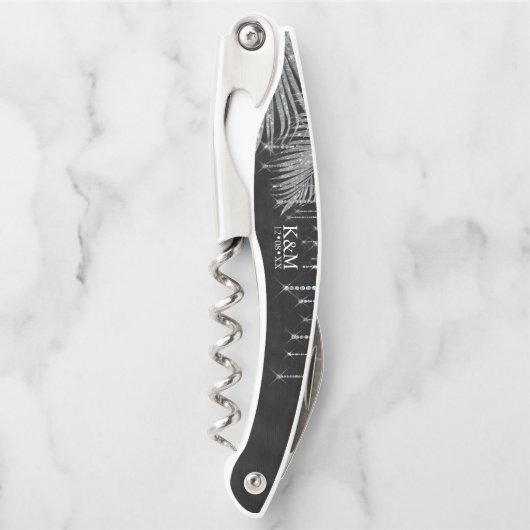 ジュエルパームリーフウェディングパーティーシルバーID830 ソムリエナイフ (正面)