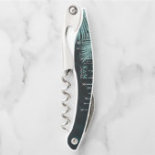 ジュエルパームリーフウェディングパーティーティール(緑がかった色)ID830 ソムリエナイフ (正面)