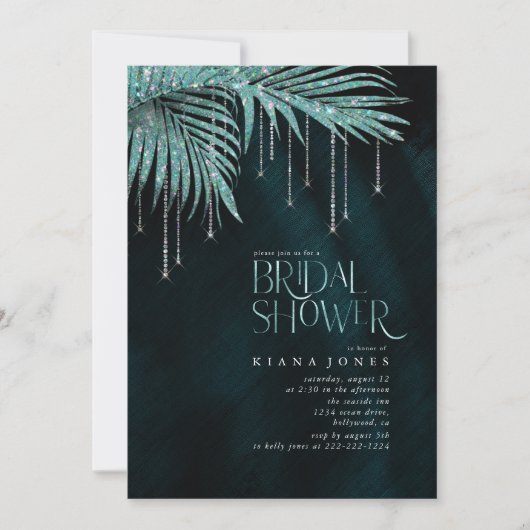 ジュエルパームリーフブライダルシャワーティール(緑がかった色)ID830 (正面)