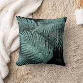 ジュエルパーム結婚リーフのティール（緑がかった色）ID830 クッション (ブランケット)