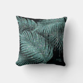 ジュエルパーム結婚リーフのティール（緑がかった色）ID830 クッション (正面)