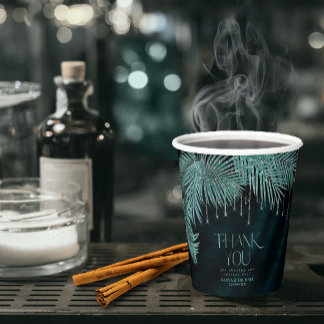 ジュエルパーム結婚リーフのティール（緑がかった色）ID830 紙コップ