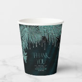 ジュエルパーム結婚リーフのティール(緑がかった色)ID830 紙コップ (正面)