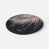 ジュエルパーム結婚リーフのバラ金ゴールド/ネイビーID830 ペーパープレート (アングル)