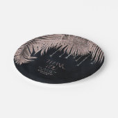 ジュエルパーム結婚リーフのバラ金ゴールド/ネイビーV2 ID830 ペーパープレート (アングル)